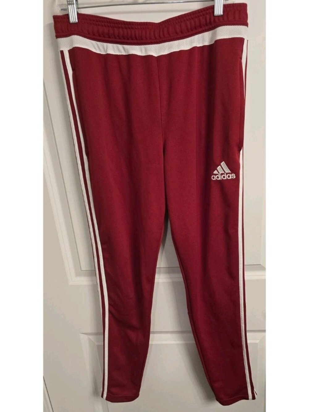Vintage Adidas Men's Large Red Track Pants 3 Stripe Soccer Athletic Joggers